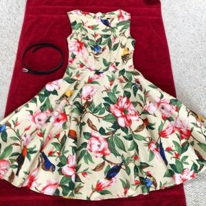 Unique Vintage Pinup Floral Bird Dress